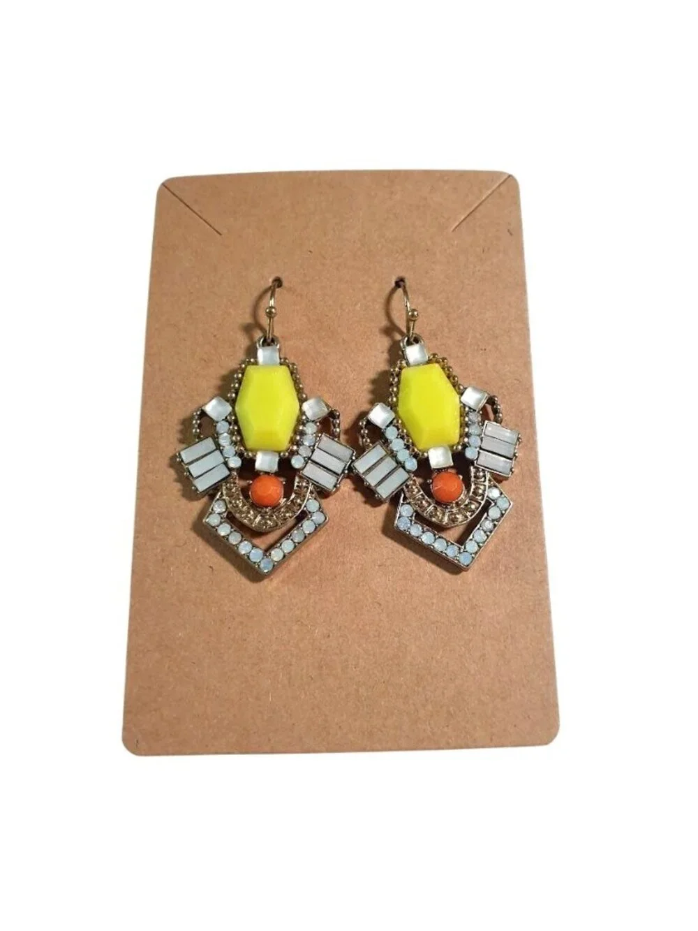 Dangle Earring Beaded Lightweight Fashion Jewelry Hook Back Yellow Orange White